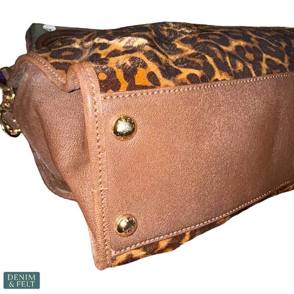 Michael Kors Leopard Hamilton Satchel Tote Bag/Purse Brown Gold Hardware~ RARE!! - Picture 9 of 16